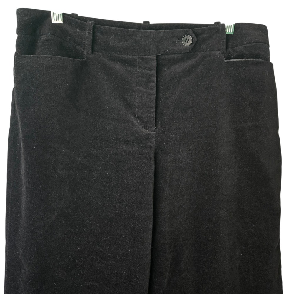 Talbots Black Velveteen Curvy Straight Leg Pants Size 10 Ankle Slit Formal
